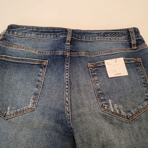 Vigoss FRANKIE SLIM STRAIGHT Crop Jean- DARK WASH Distressed Jean Size 31 New! - Picture 16 of 17